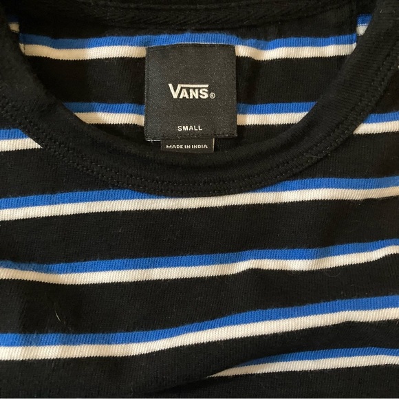 Vans Men's Black,Blue And White Striped Long Sleeve Shirt Size Small Casual Y2k - Picture 3 of 9